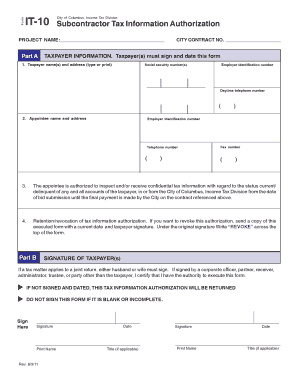 Subcontractor Tax Information Authorization - incometax columbus