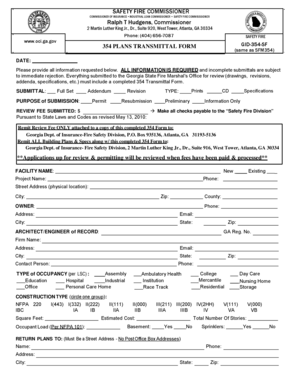 Georgia Fire Safety Plans Transmittal Form