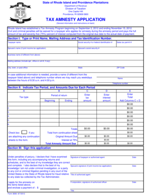 Rhode Island Tax Amnesty Application