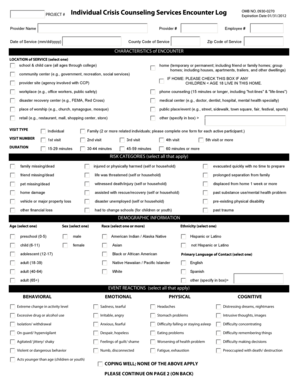 Individual Crisis Counseling Services Encounter Log