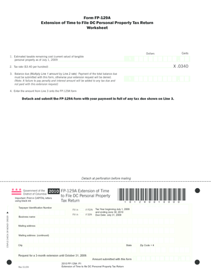 DC Personal Property Tax Return Extension Form