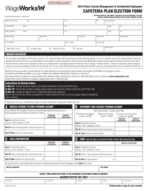Placer County Cafeteria Plan Election Form