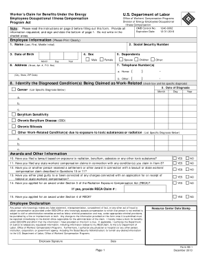 Worker's Claim for Benefits Under the Energy Employees Occupational Illness Compensation Program