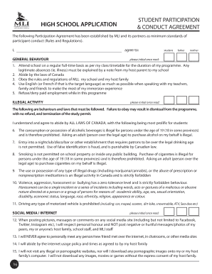 High School Application & Conduct Agreement