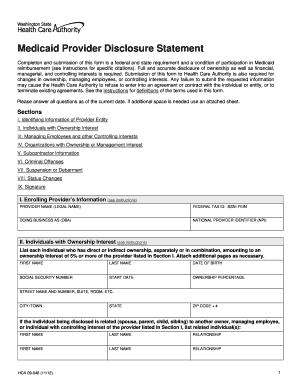 Medicaid Provider Disclosure Statement