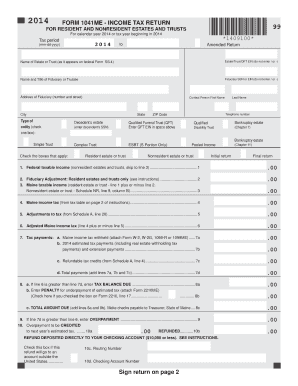 2014 Form 1041ME - Income Tax Return