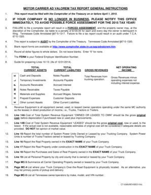 Tennessee Motor Carrier Ad Valorem Tax Report