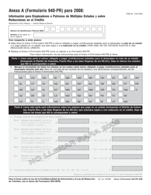 Anexo A (Formulario 940-PR) para 2008