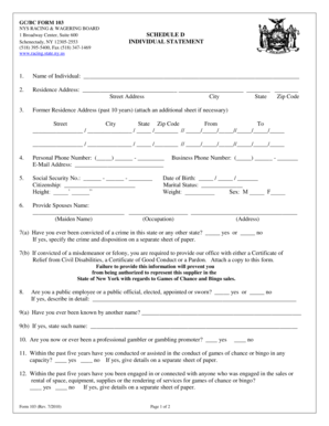 NYS Racing and Wagering Board Form 103
