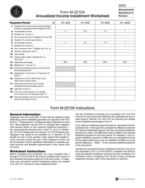 Massachusetts Form M-2210A