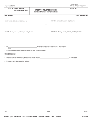 Michigan Order to Release Escrow