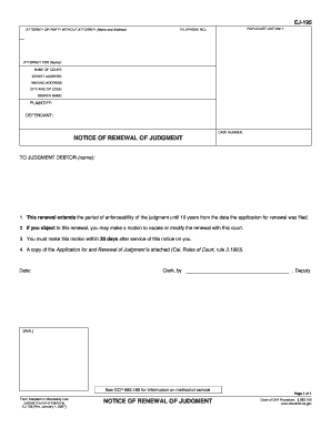 Notice of Renewal of Judgment