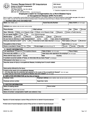 Texas Workers' Compensation Claim Form