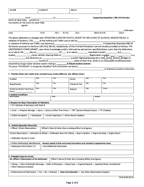 New York DWI Supporting Deposition Form