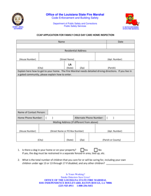 Louisiana Child Day Care Home Inspection Application