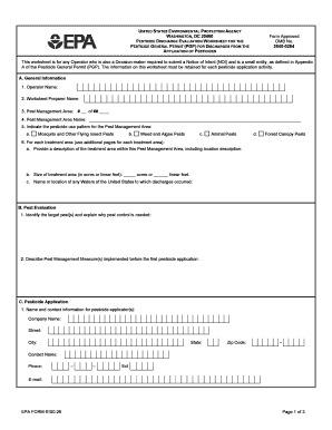 US EPA Pesticide Discharge Evaluation Worksheet