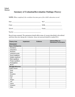 Fluency Disability Evaluation Form