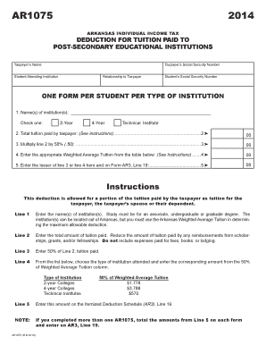 Arkansas Tuition Deduction Form