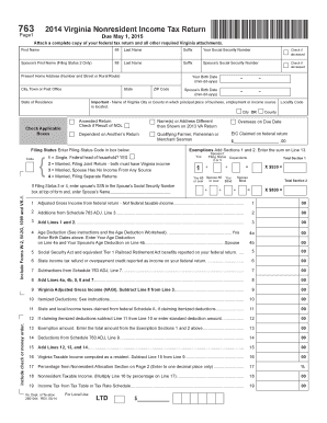 2014 Virginia Nonresident Income Tax Return
