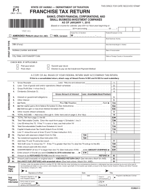 Hawaii Franchise Tax Return Form F-1