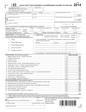 Idaho Part-Year Resident Nonresident Income Tax Return
