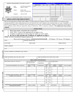 Arizona DPS Employment Application