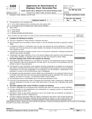 Form 5309 Application for Determination of Employee Stock Ownership Plan