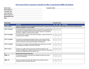 CDC Import Permit Inspection Checklist for BSL-2 Laboratories