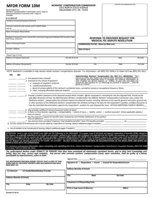 Oklahoma Workers' Compensation Fee Dispute Resolution Form