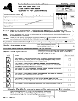 New York State Quarterly Sales Tax Return Form ST-810