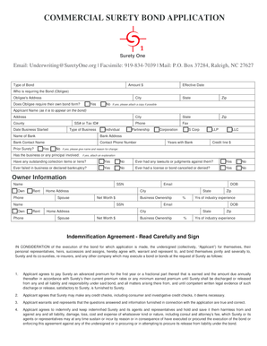 Commercial Surety Bond Application