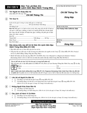 California Domestic Violence Restraining Order Response Form
