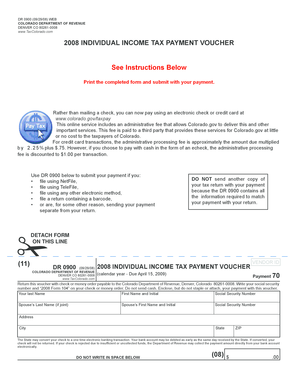 Colorado 2008 Individual Income Tax Payment Voucher