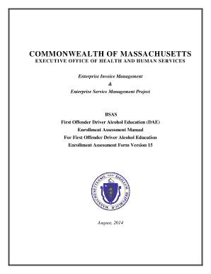 Massachusetts First Offender Driver Alcohol Education Enrollment Assessment Form