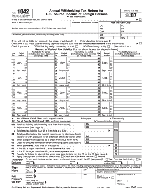 IRS Form 1042 Annual Withholding Tax Return