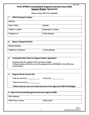 NYS OPWDD Support Broker Agreement