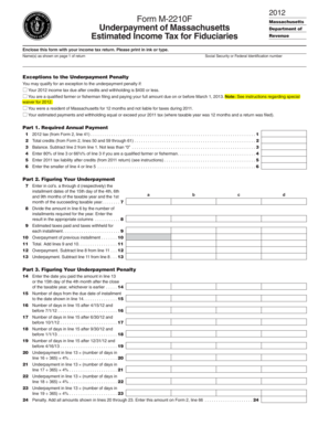 Massachusetts Underpayment of Estimated Income Tax for Fiduciaries Form