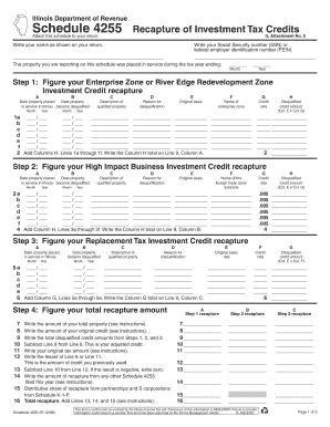 Illinois Schedule 4255 Recapture of Investment Tax Credits