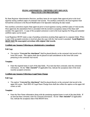Vital Record Amendment Form