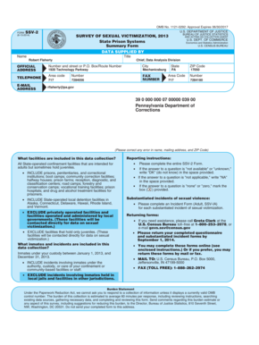 US Department of Justice Survey of Sexual Victimization Form SSV-2