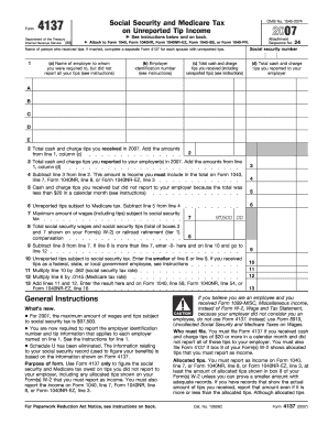 IRS Form 4137 on Unreported Tip Income