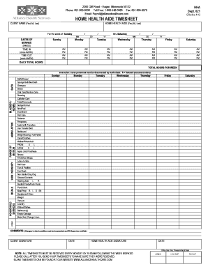 Home Health Aide Timesheet