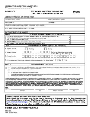 Delaware Individual Income Tax Declaration