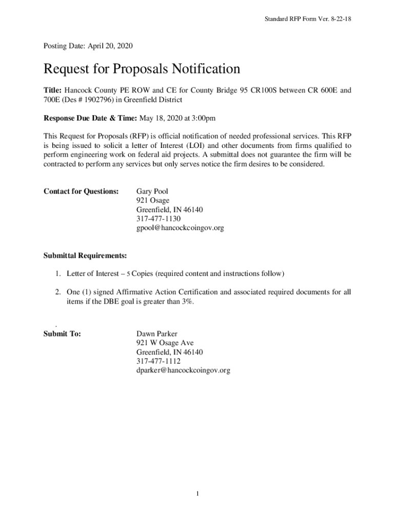Fillable Online 1902796 Standard Request for Proposal Template Fax
