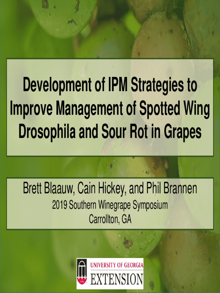 Fillable Online Development of IPM Strategies to Improve Management of ...