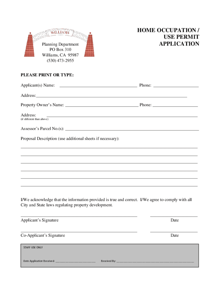 Fillable Online Home Occupancy Permit (HOP) Application Form City of Colton Fax Email Print