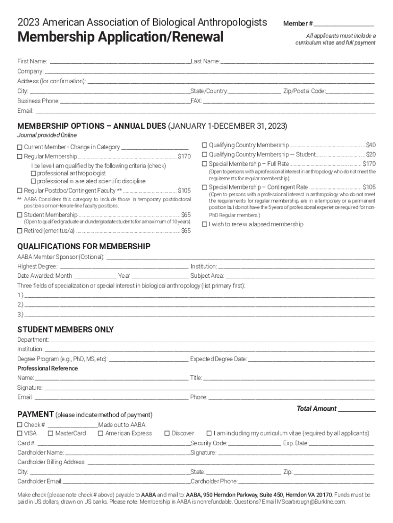 Fillable Online American Association of Biological Anthropologists Fax