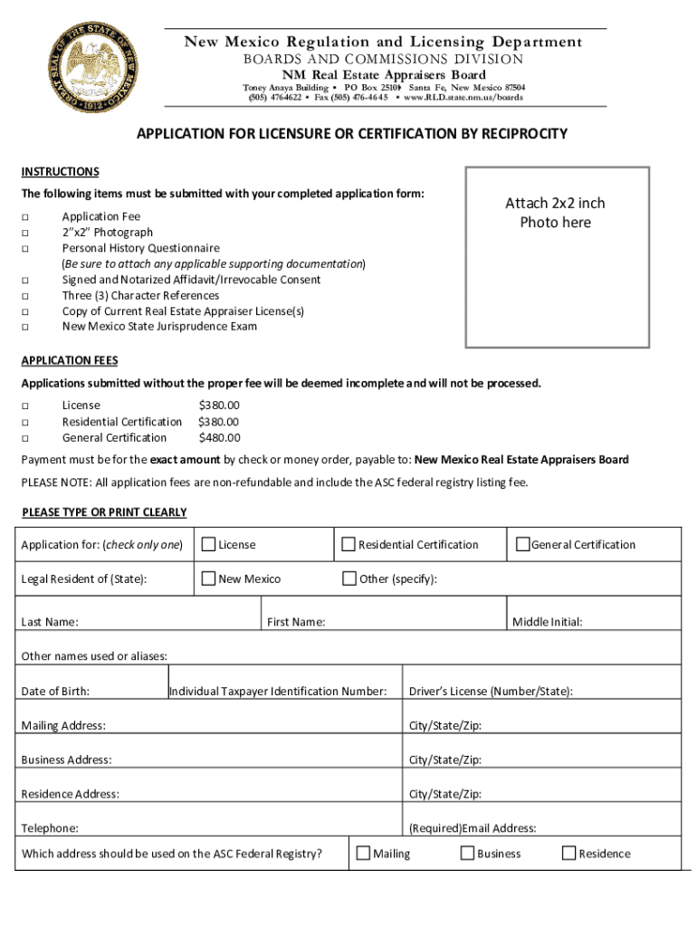 Fillable Online How to a Real Estate Appraiser in New Mexico