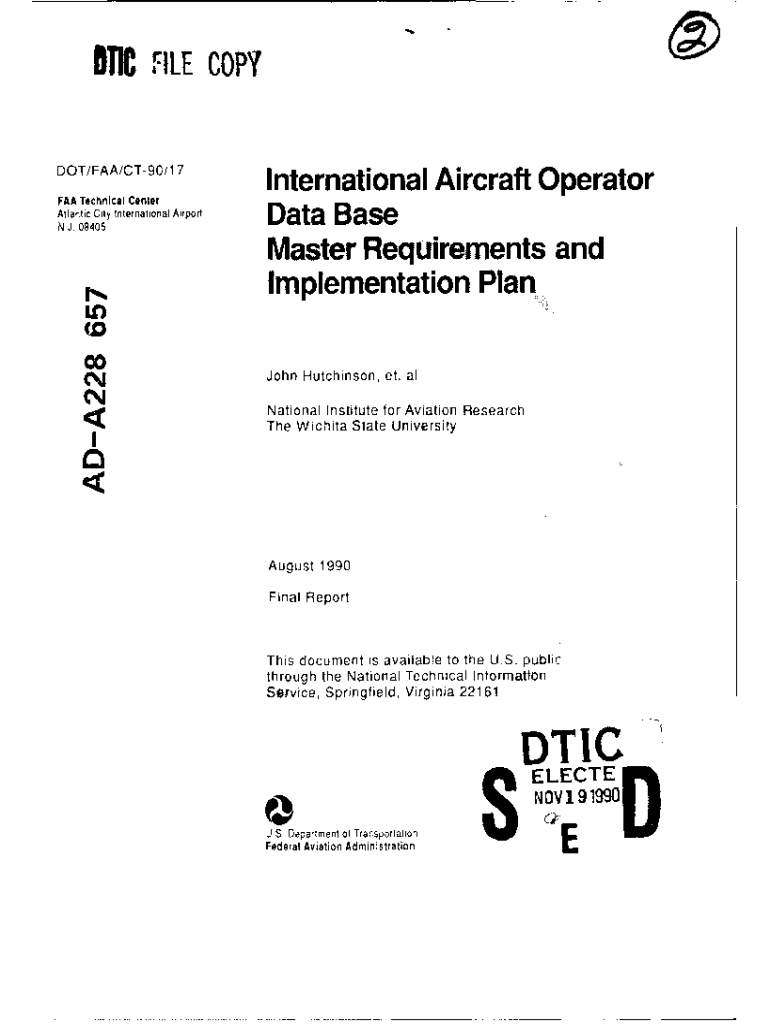 Fillable Online International Aircraft Operator Data Base Master