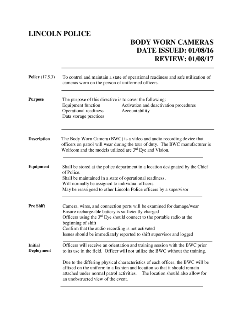 Fillable Online lincoln police department general orders Fax Email